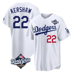 Johmsee LA.Dodgers #22 Clayton Kershaw Player White World Series Home Game Stitched Jerseys