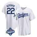 Johmsee LA.Dodgers #22 Clayton Kershaw Player White World Series Meet Game Home Stitched Jerseys