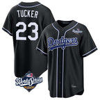 Johmsee LA.Dodgers #23 Kyle Tucker Player Black World Series Carbon Limited Home Stitched Jerseys