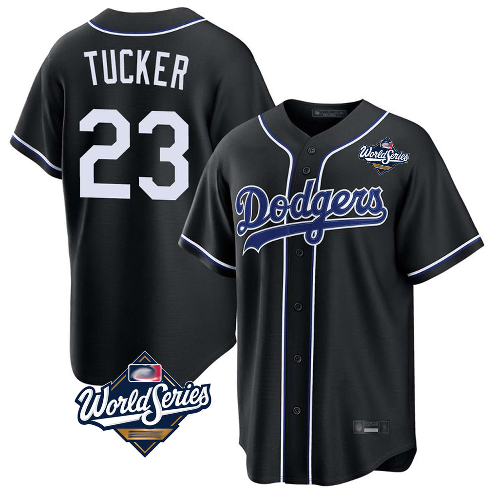 Johmsee LA.Dodgers #23 Kyle Tucker Player Black World Series Carbon Limited Home Stitched Jerseys