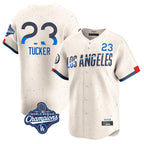 Johmsee LA.Dodgers #23 Kyle Tucker Player Cream World Series Meet City Connect Limited Home Stitched Jerseys