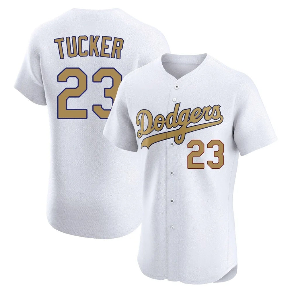 Johmsee LA.Dodgers #23 Kyle Tucker Player Gold Limited Elite Home Stitched Jerseys