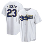 Johmsee LA.Dodgers #23 Kyle Tucker Player Gold White 2026 Collection Stadium Game Stitched Jerseys