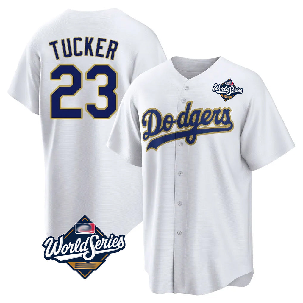 Johmsee LA.Dodgers #23 Kyle Tucker Player Gold White World Series 2026 Collection Stadium Game Stitched Jerseys