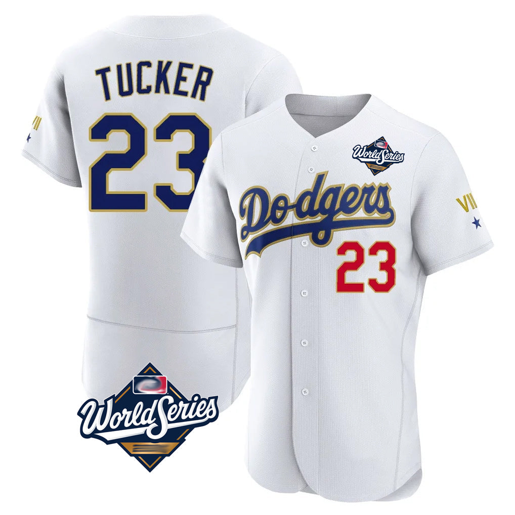 Johmsee LA.Dodgers #23 Kyle Tucker Player Gold White World Series 2026 Collection Stadium Limited Elite Stitched Jerseys