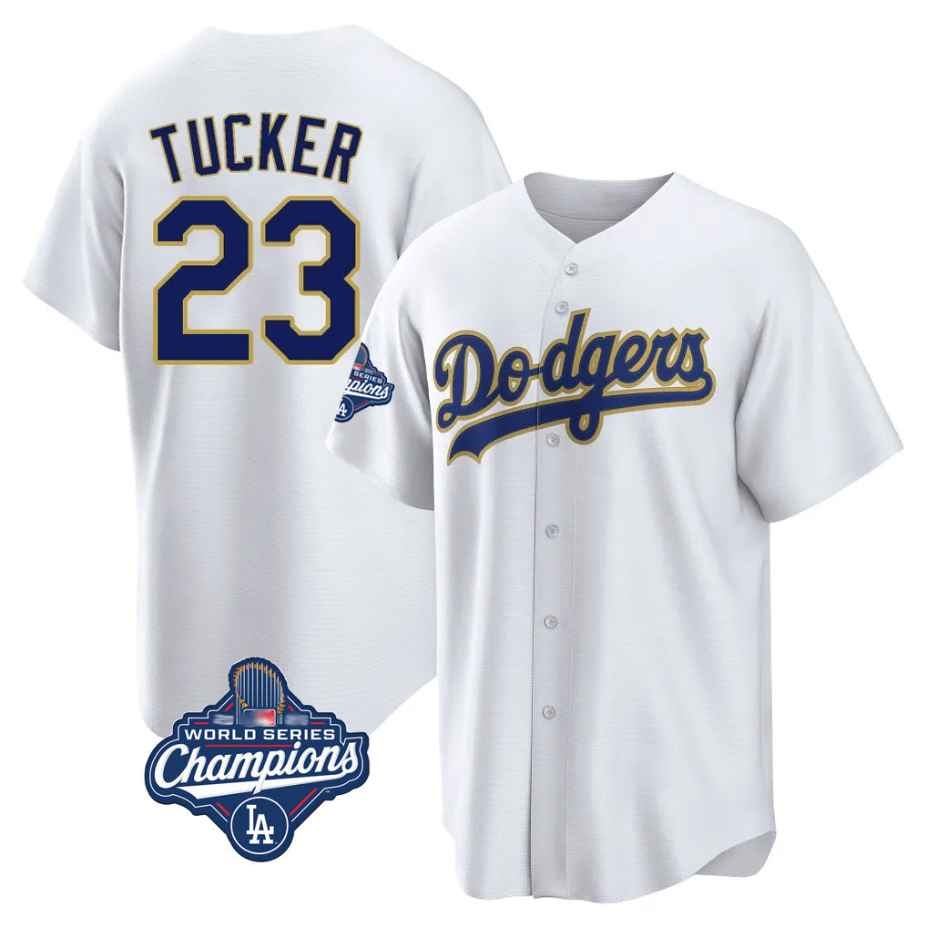 Johmsee LA.Dodgers #23 Kyle Tucker Player Gold White World Series Meet 2026 Collection Stadium Game Stitched Jerseys