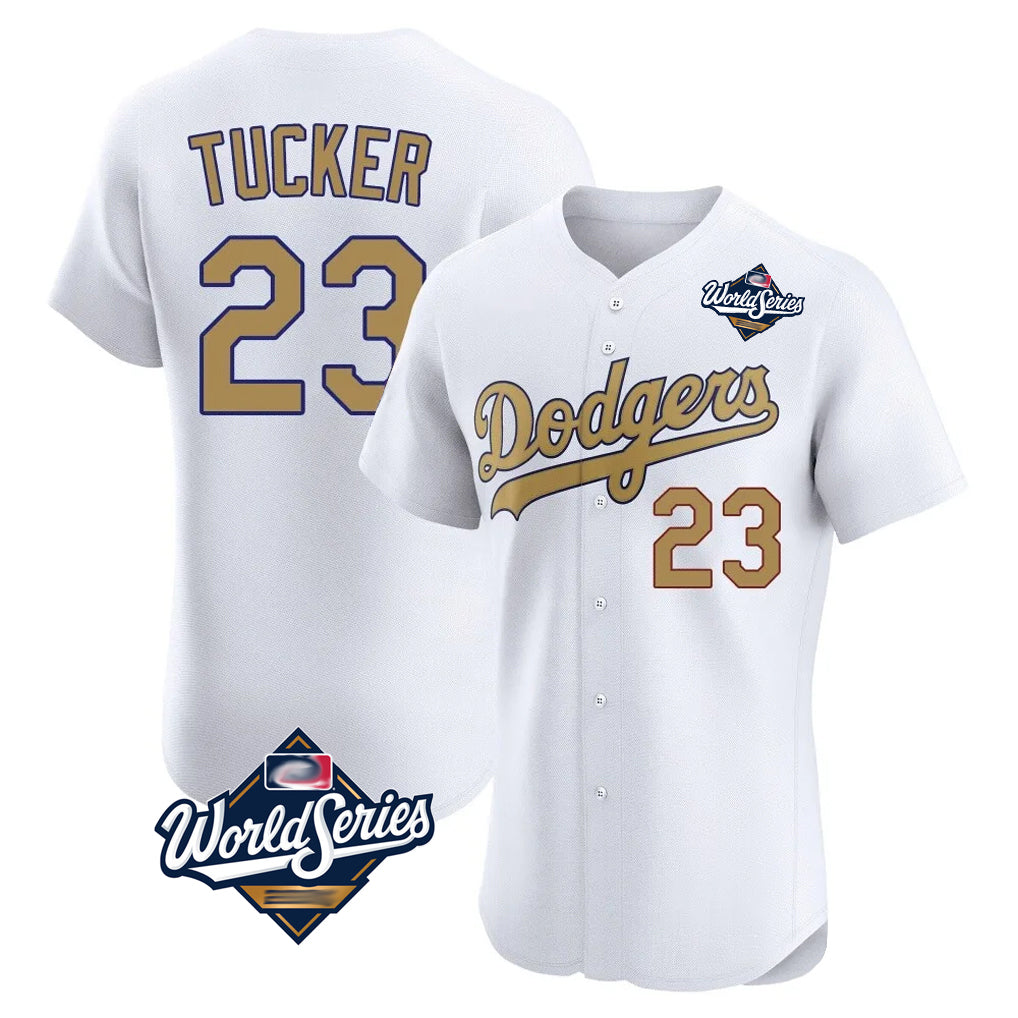 Johmsee LA.Dodgers #23 Kyle Tucker Player Gold World Series Limited Elite Home Stitched Jerseys