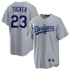 Johmsee LA.Dodgers #23 Kyle Tucker Player Gray Game Stitched Jerseys