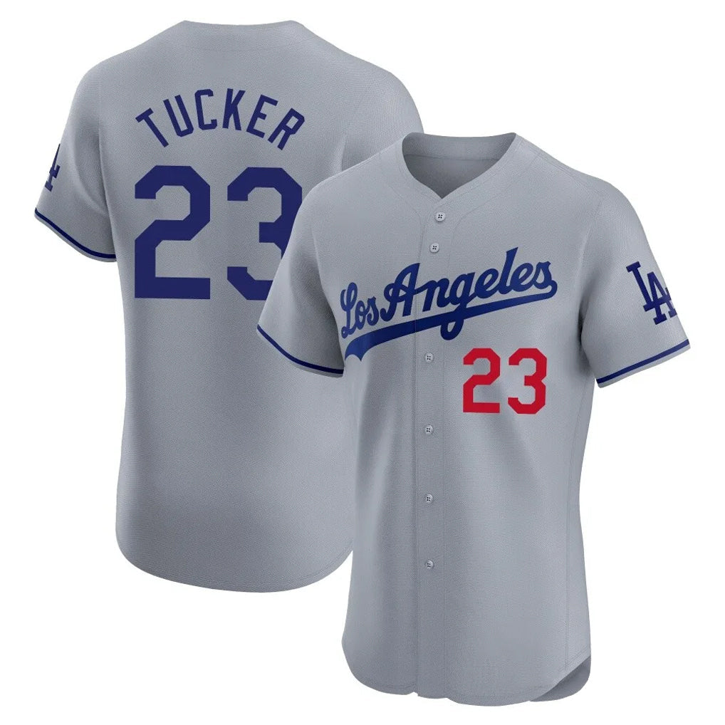 Johmsee LA.Dodgers #23 Kyle Tucker Player Gray Limited Elite Home Stitched Jerseys