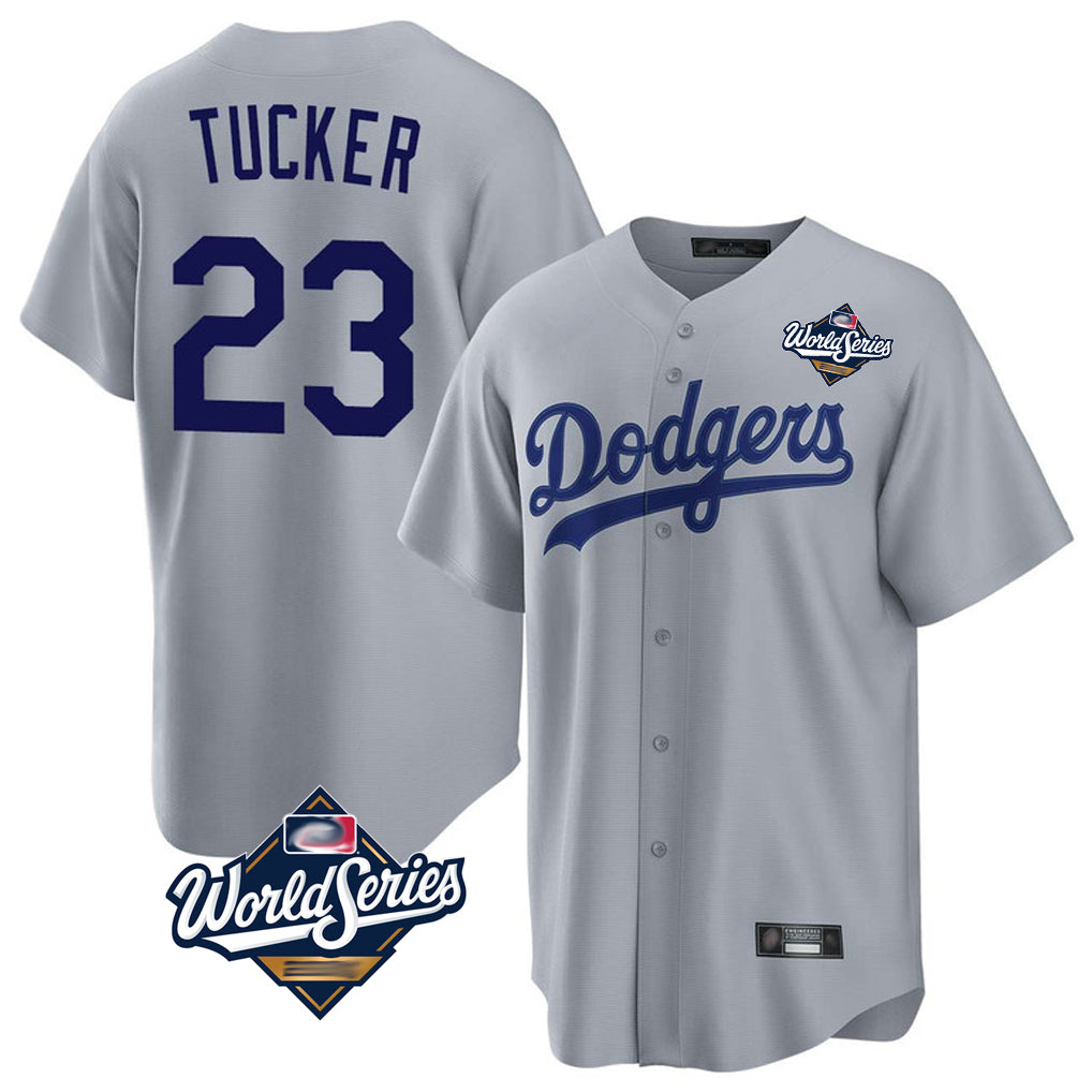 Johmsee LA.Dodgers #23 Kyle Tucker Player Gray World Series Game Stitched Jerseys