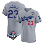 Johmsee LA.Dodgers #23 Kyle Tucker Player Gray World Series Limited Elite Home Stitched Jerseys