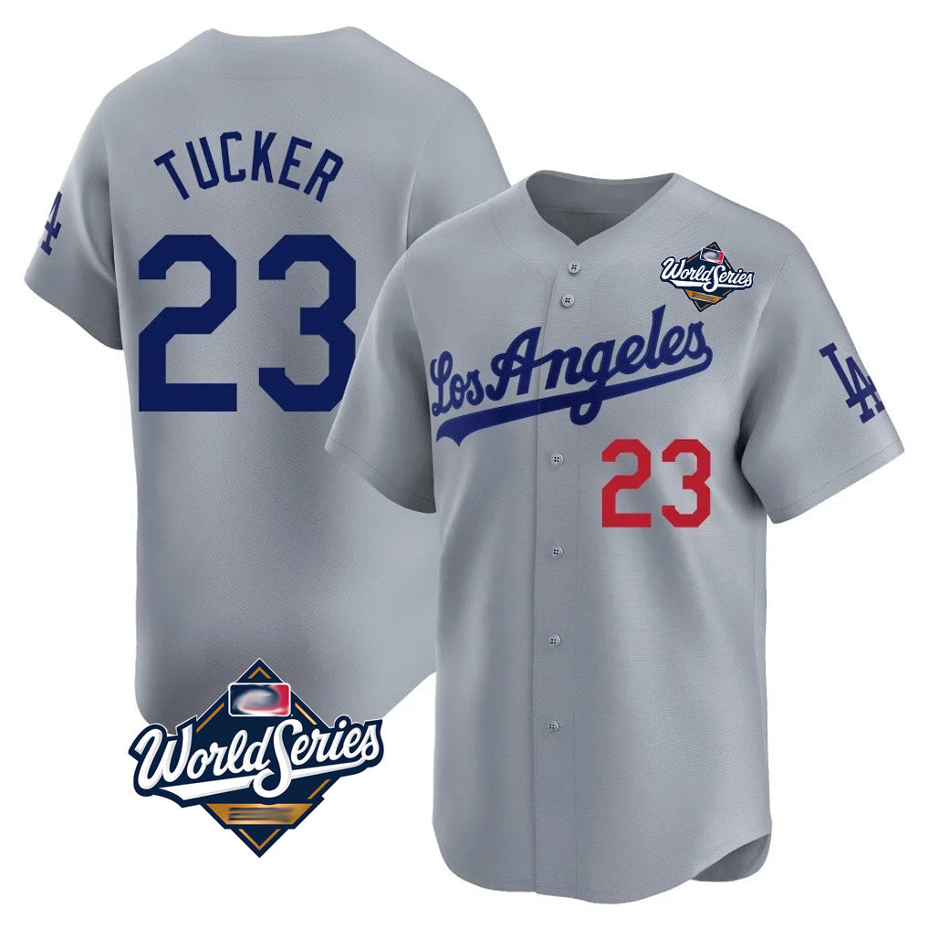 Johmsee LA.Dodgers #23 Kyle Tucker Player Gray World Series Limited Home Stitched Jerseys