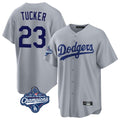 Johmsee LA.Dodgers #23 Kyle Tucker Player Gray World Series Meet Game Stitched Jerseys