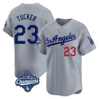 Johmsee LA.Dodgers #23 Kyle Tucker Player Gray World Series Meet Limited Home Stitched Jerseys