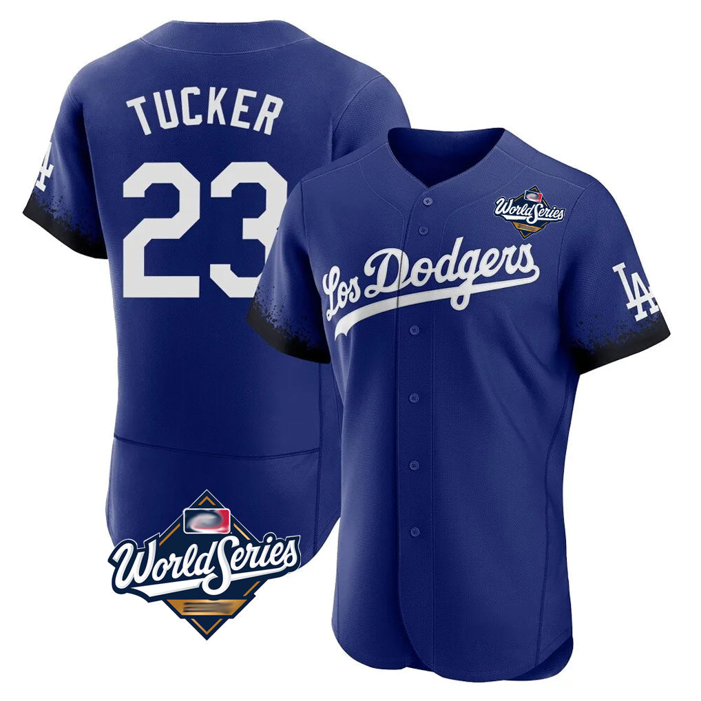 Johmsee LA.Dodgers #23 Kyle Tucker Player Royal World Series City Connect Elite Home Stitched Jerseys