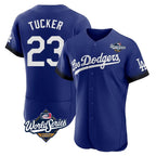 Johmsee LA.Dodgers #23 Kyle Tucker Player Royal World Series City Connect Elite Home Stitched Jerseys