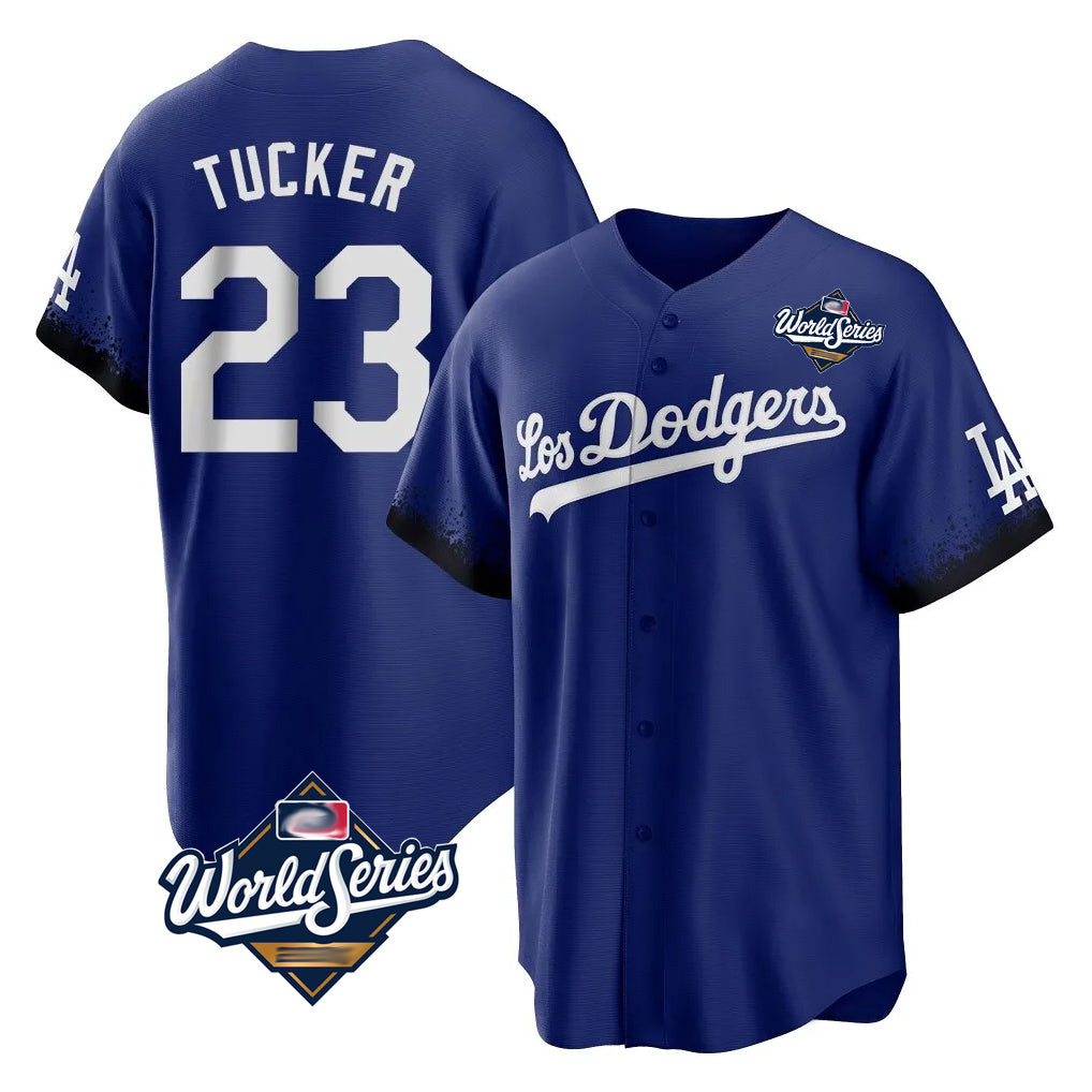 Johmsee LA.Dodgers #23 Kyle Tucker Player Royal World Series City Connect Home Game Stitched Jerseys