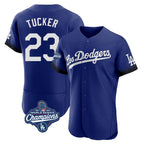 Johmsee LA.Dodgers #23 Kyle Tucker Player Royal World Series Meet City Connect Elite Home Stitched Jerseys