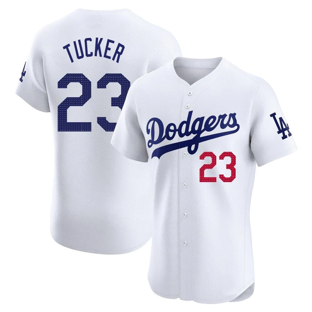 Johmsee LA.Dodgers #23 Kyle Tucker Player White Limited Elite Home Stitched Jerseys