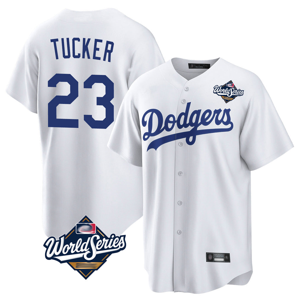 Johmsee LA.Dodgers #23 Kyle Tucker Player White World Series Game Home Stitched Jerseys