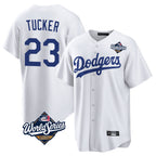 Johmsee LA.Dodgers #23 Kyle Tucker Player White World Series Game Home Stitched Jerseys