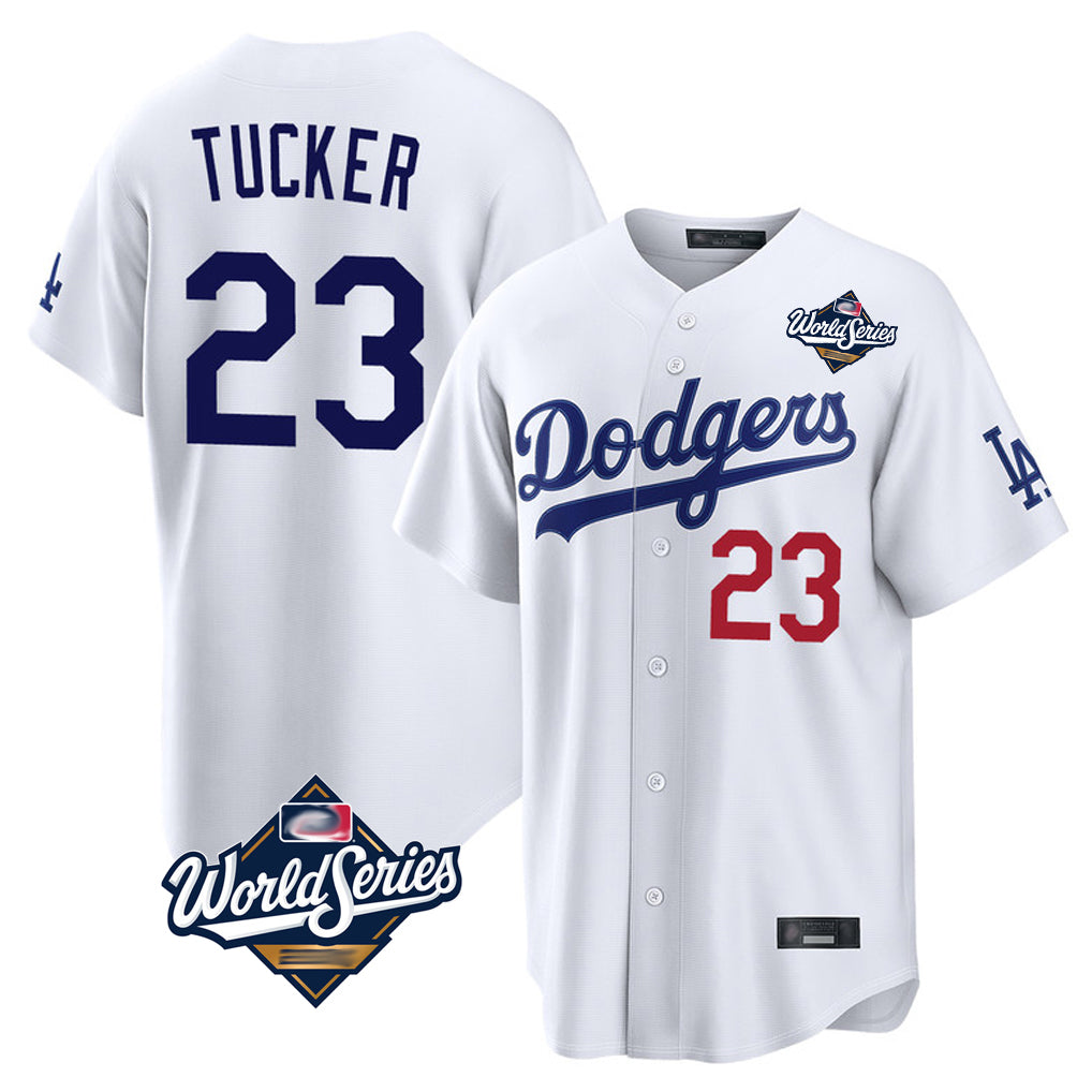 Johmsee LA.Dodgers #23 Kyle Tucker Player White World Series Home Game Stitched Jerseys