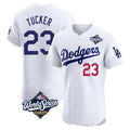 Johmsee LA.Dodgers #23 Kyle Tucker Player White World Series Limited Elite Home Stitched Jerseys