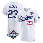 Johmsee LA.Dodgers #23 Kyle Tucker Player White World Series Limited Elite Home Stitched Jerseys