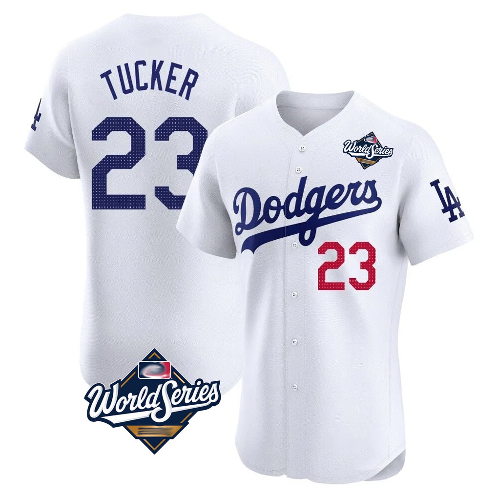 Johmsee LA.Dodgers #23 Kyle Tucker Player White World Series Limited Elite Home Stitched Jerseys
