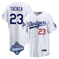 Johmsee LA.Dodgers #23 Kyle Tucker Player White World Series Meet Home Game Stitched Jerseys