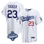 Johmsee LA.Dodgers #23 Kyle Tucker Player White World Series Meet Home Game Stitched Jerseys