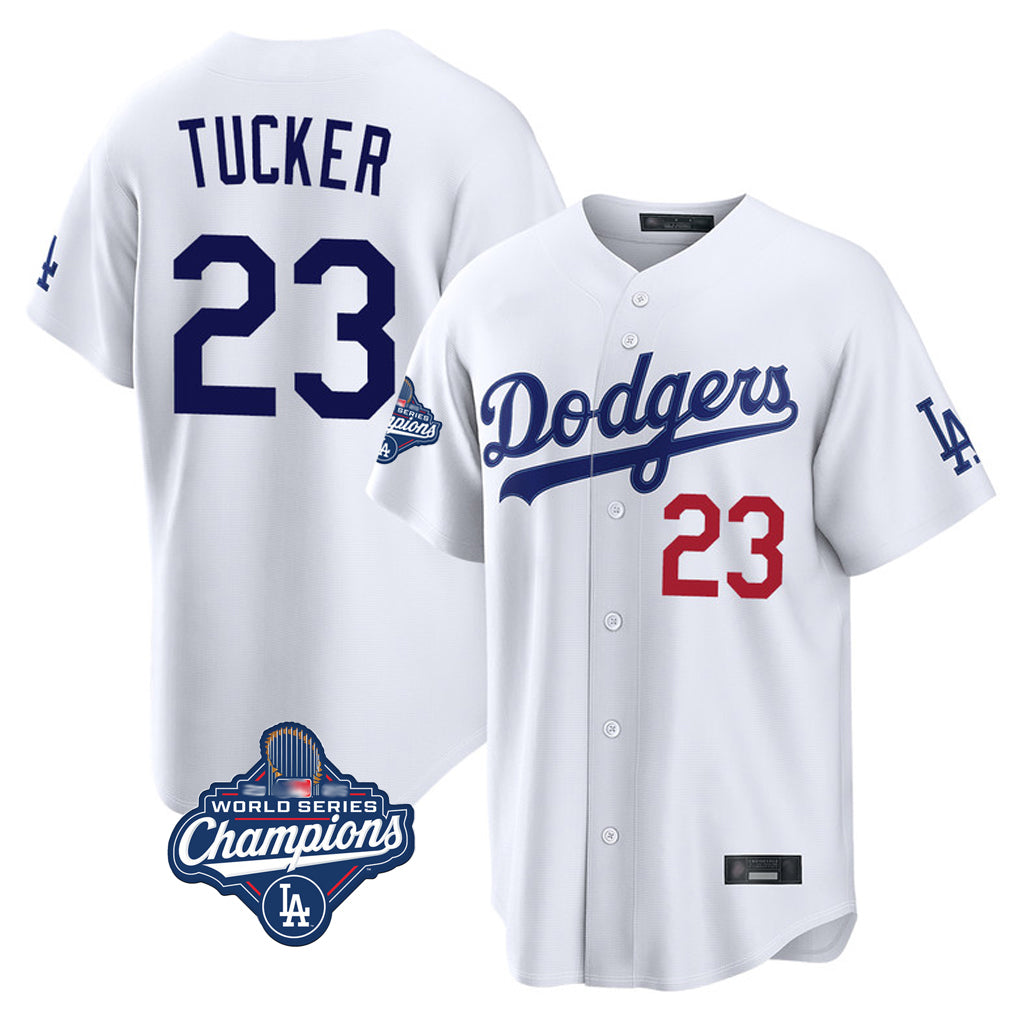 Johmsee LA.Dodgers #23 Kyle Tucker Player White World Series Meet Home Game Stitched Jerseys