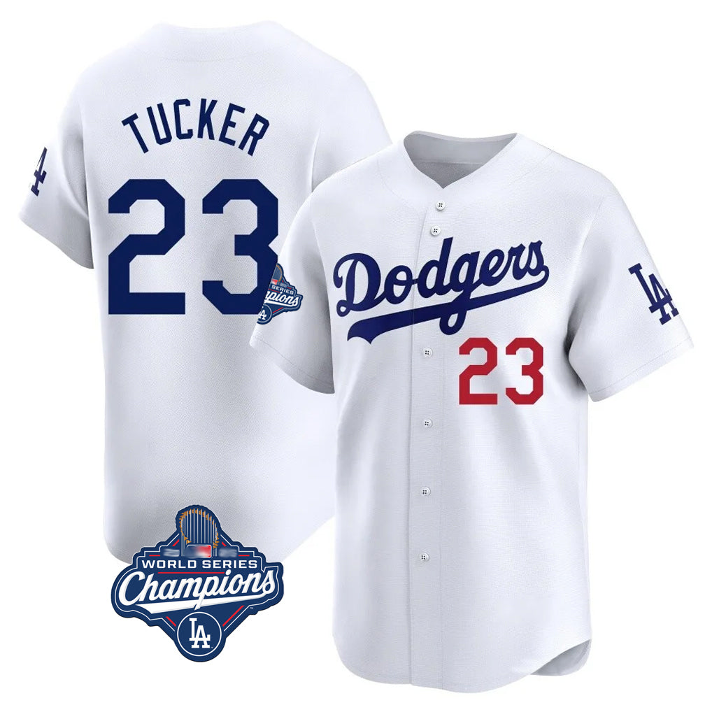 Johmsee LA.Dodgers #23 Kyle Tucker Player White World Series Meet Limited Home Stitched Jerseys