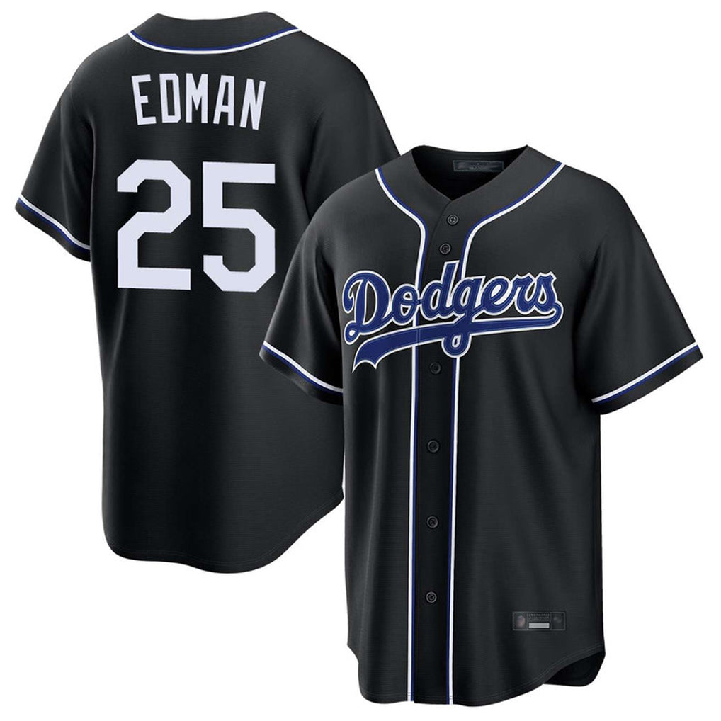 Johmsee LA.Dodgers #25 Tommy Edman Player Black Carbon Limited Home Stitched Jerseys