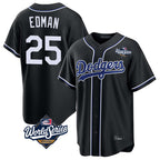 Johmsee LA.Dodgers #25 Tommy Edman Player Black World Series Carbon Limited Home Stitched Jerseys