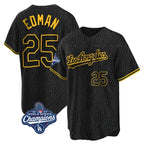 Johmsee LA.Dodgers #25 Tommy Edman Player Black World Series Meet Snake Skin City Game Home Stitched Jerseys