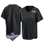 Johmsee LA.Dodgers #25 Tommy Edman Player Black World Series Pitch Fashion T-shirt Stitched Jerseys