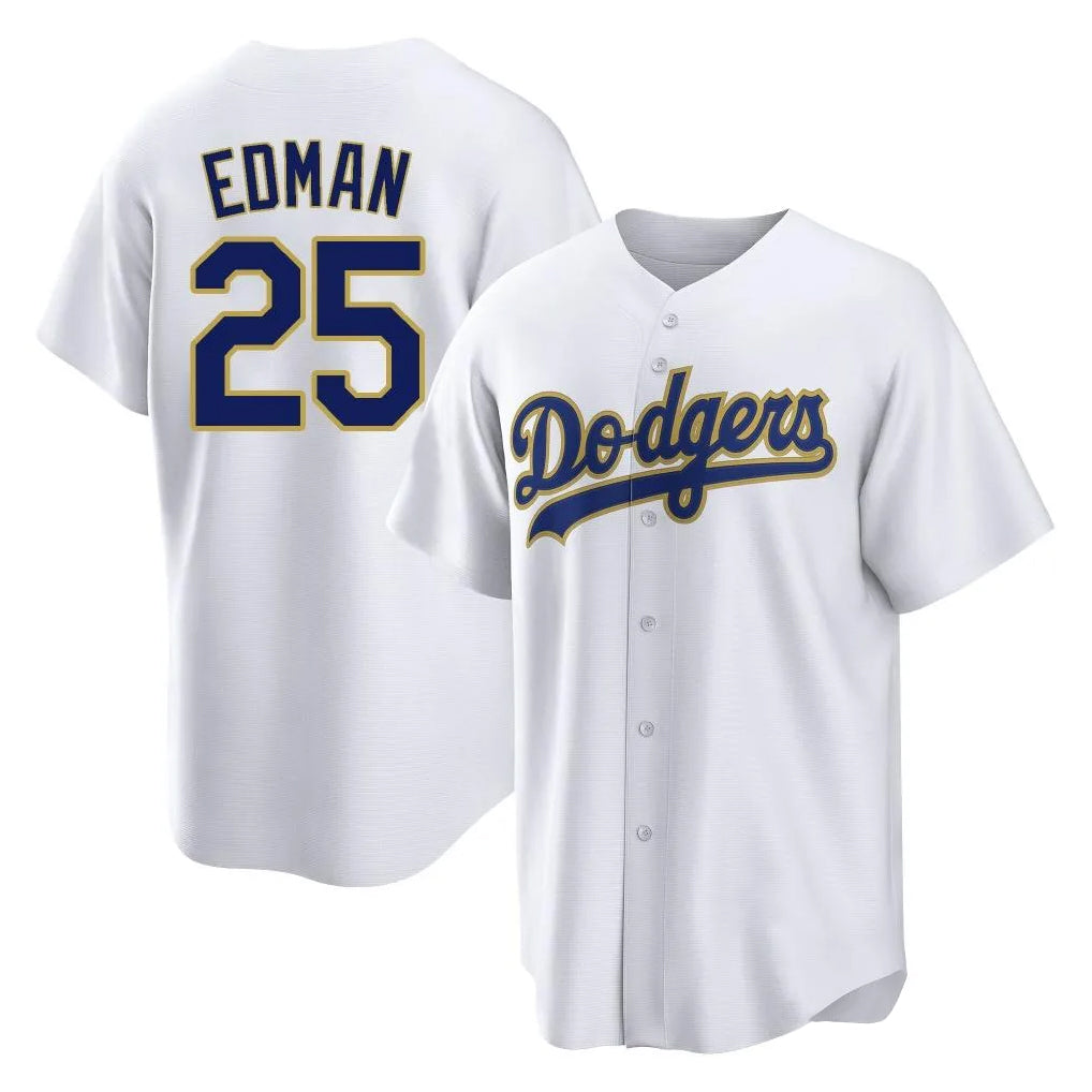 Johmsee LA.Dodgers #25 Tommy Edman Player Gold White 2026 Collection Stadium Game Stitched Jerseys
