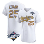 Johmsee LA.Dodgers #25 Tommy Edman Player Gold World Series Limited Elite Home Stitched Jerseys