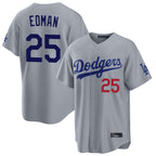 Johmsee LA.Dodgers #25 Tommy Edman Player Gray Game Home Stitched Jerseys