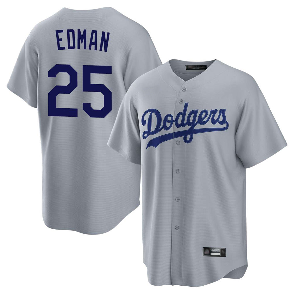 Johmsee LA.Dodgers #25 Tommy Edman Player Gray Game Stitched Jerseys