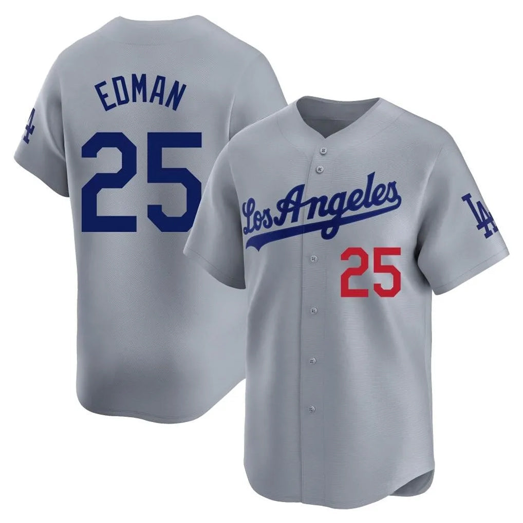 Johmsee LA.Dodgers #25 Tommy Edman Player Gray Limited Home Stitched Jerseys