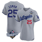 Johmsee LA.Dodgers #25 Tommy Edman Player Gray World Series Limited Elite Home Stitched Jerseys
