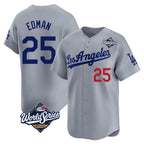Johmsee LA.Dodgers #25 Tommy Edman Player Gray World Series Limited Home Stitched Jerseys