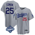 Johmsee LA.Dodgers #25 Tommy Edman Player Gray World Series Meet Game Home Stitched Jerseys