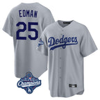 Johmsee LA.Dodgers #25 Tommy Edman Player Gray World Series Meet Game Stitched Jerseys