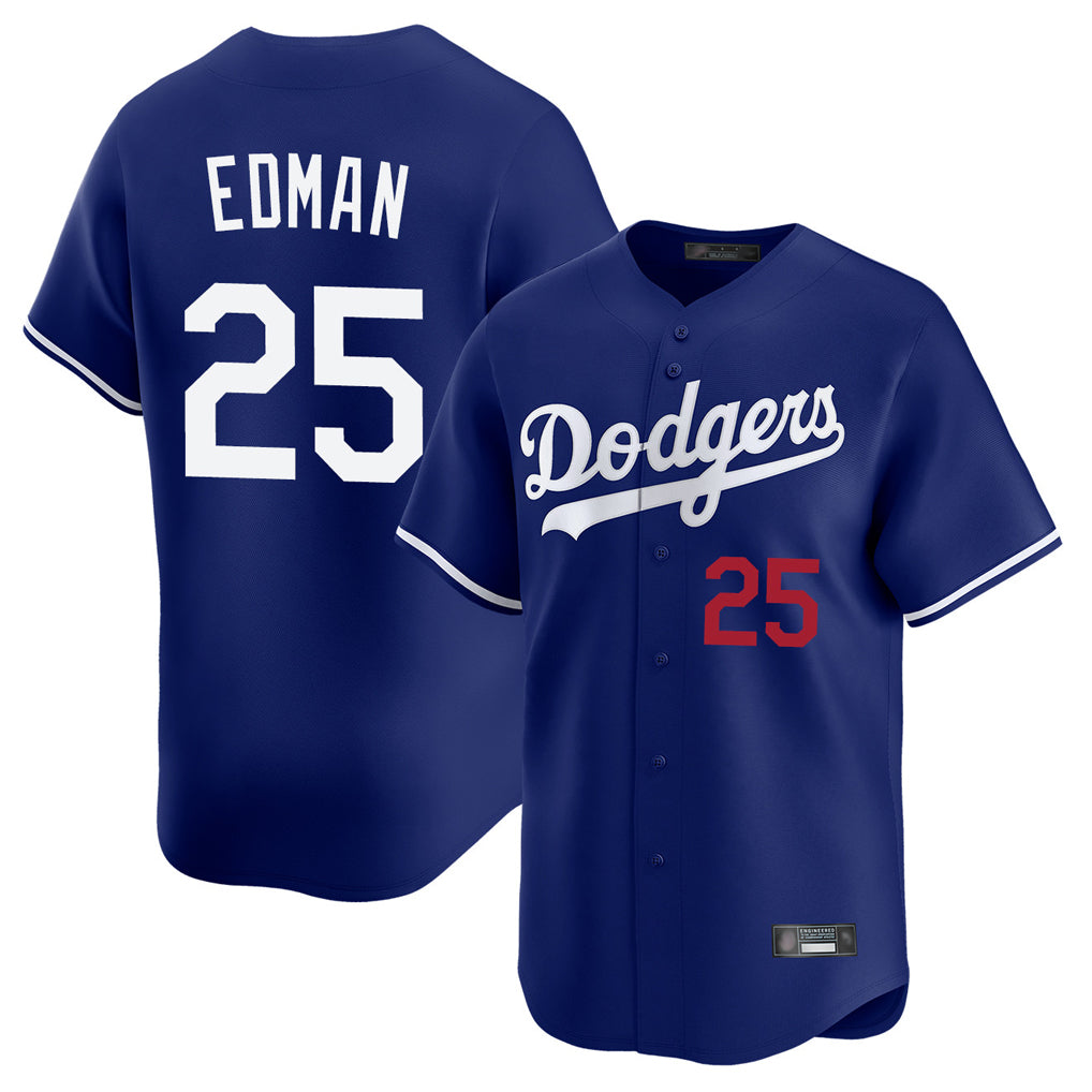 Johmsee LA.Dodgers #25 Tommy Edman Player Royal Limited Home Stitched Jerseys