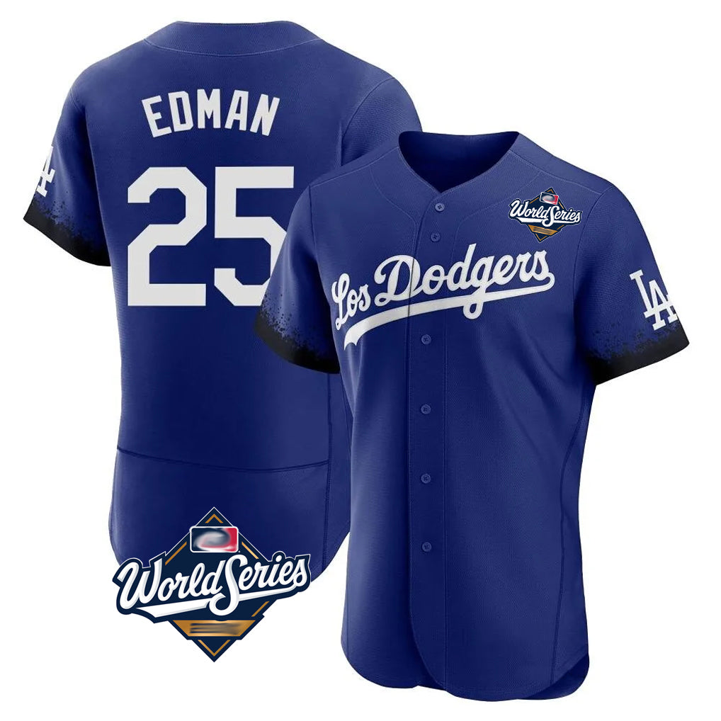 Johmsee LA.Dodgers #25 Tommy Edman Player Royal World Series City Connect Elite Home Stitched Jerseys