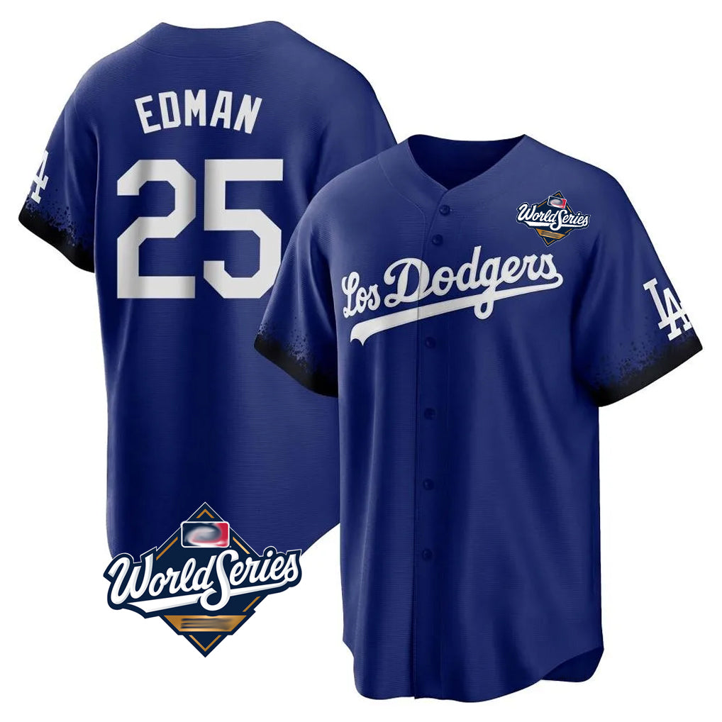 Johmsee LA.Dodgers #25 Tommy Edman Player Royal World Series City Connect Home Game Stitched Jerseys