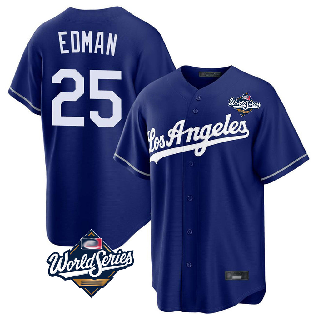 Johmsee LA.Dodgers #25 Tommy Edman Player Royal World Series Game Stitched Jerseys